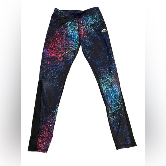 Adidas Kids' Cosmic Splash Leggings - Black and Blue - Picture 1 of 4